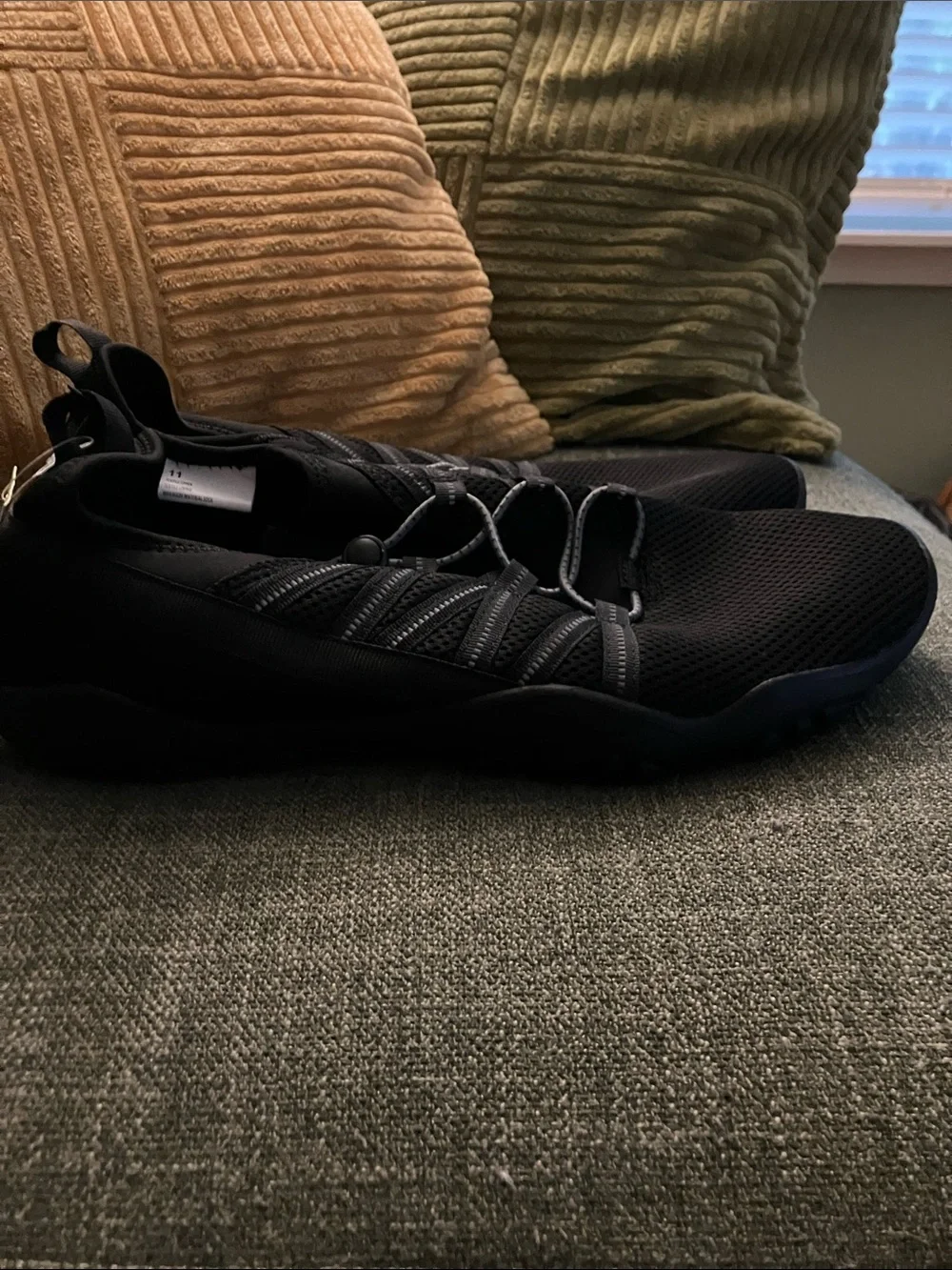 all in motion Black Mesh Elastic-Lace Slip-On Boat Shoes